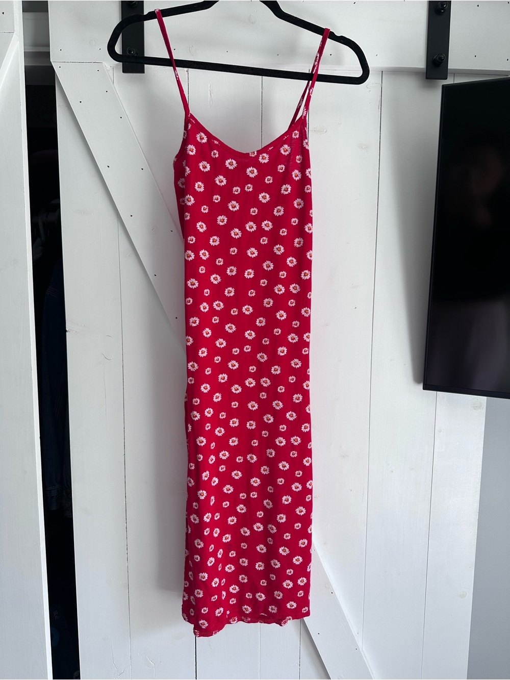 PrettyLittleThing Red Floral Midi Slip Dress